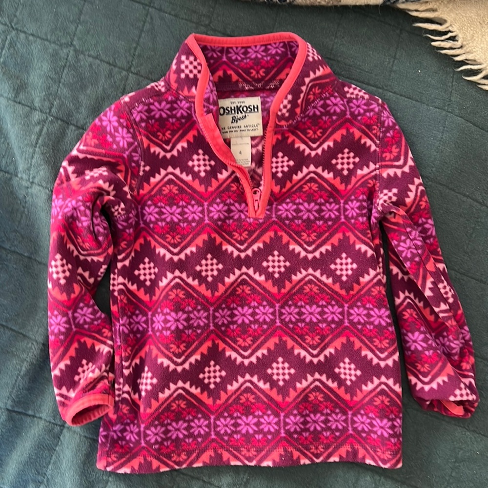 4T fleece pink and burgundy pattern by Oshkosh